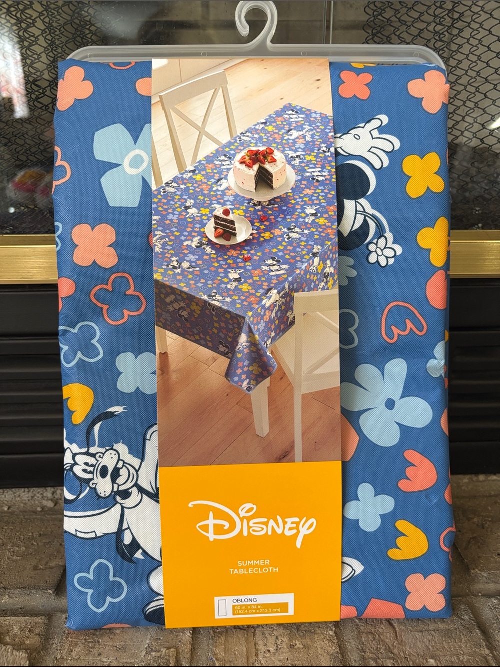 Disney Blue Floral Mickey & Friends Summer Tablecloth PEVA 60" by 84" NEW